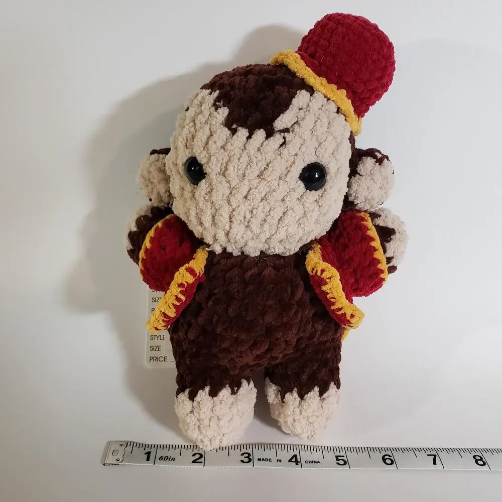 Handcrafted Crochet Circus Monkey with Vest and Hat